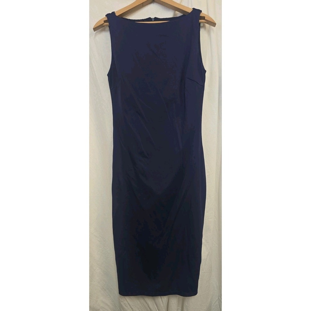 Popilush Shapewear Sleeveless Boatneck Sculpting Midi Work Dress Blue L - Picture 6 of 10